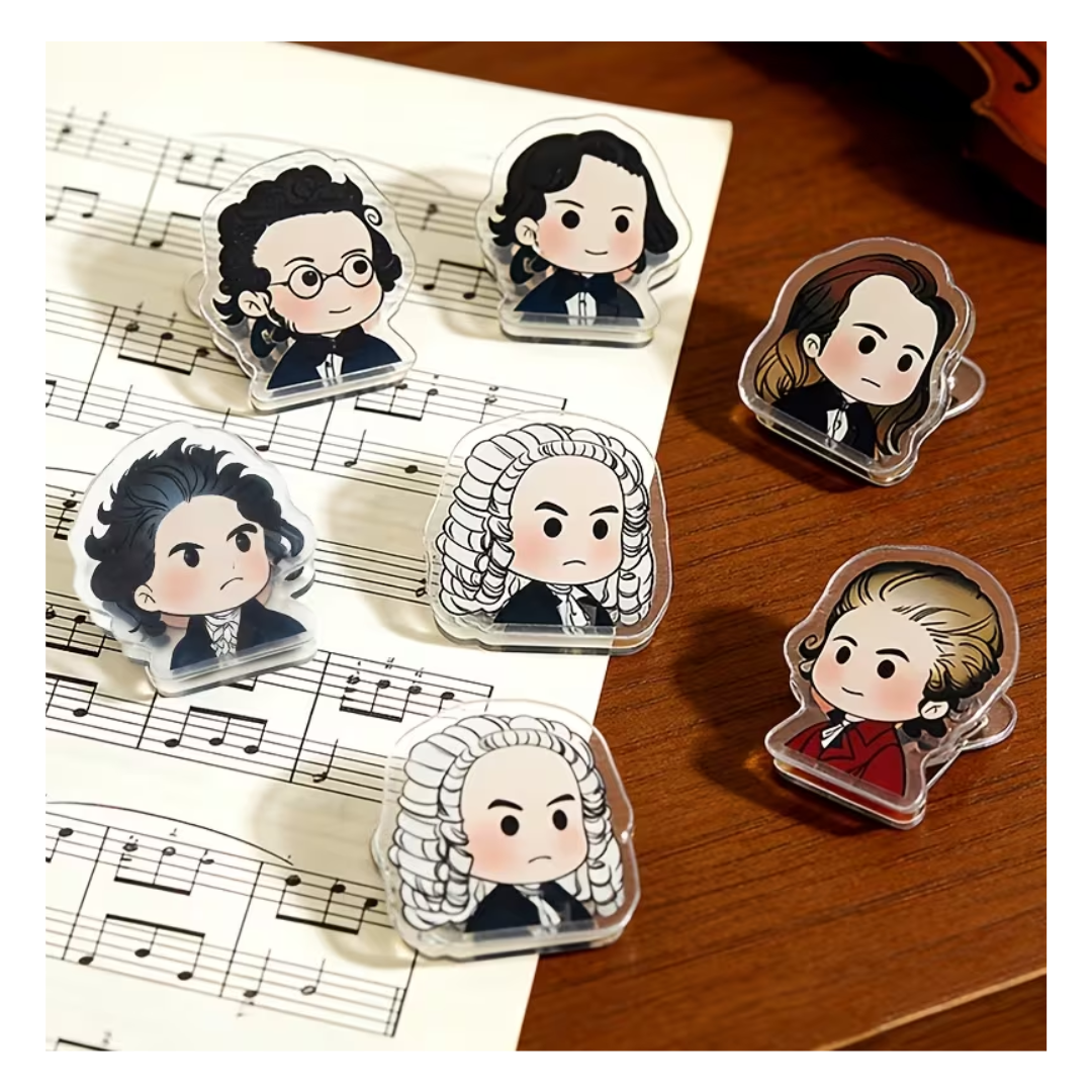 Pack 6 Pinzas Para Partituras Compositores Clásicos