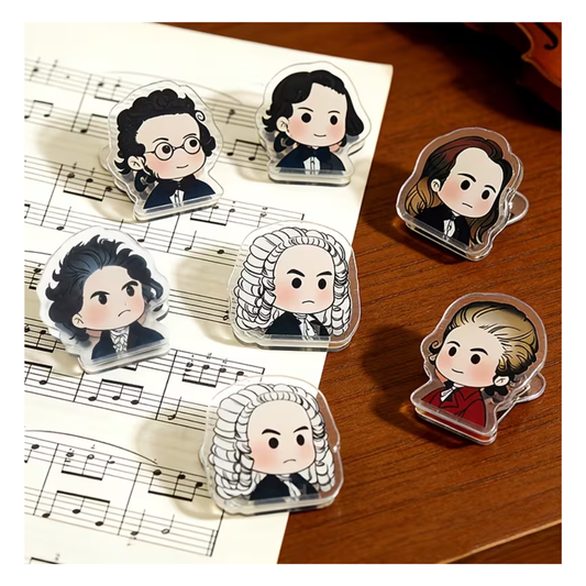 Pack 6 Pinzas Para Partituras Compositores Clásicos