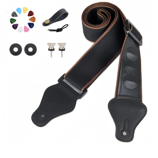 Correa Tahali con Portaplumillas para Guitarra y Bajo Negro/Café