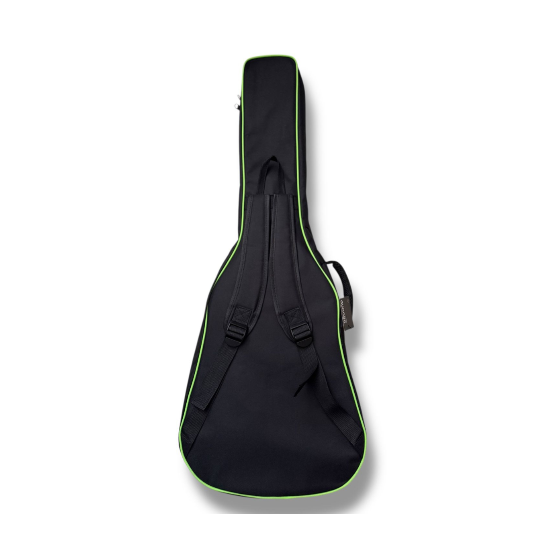 Ground Music Funda Guitarra Acústica Tipo Gigbag Negro Contorno Verde