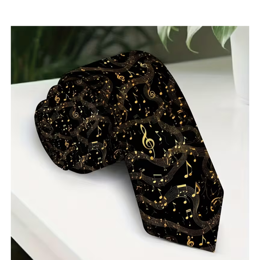 Corbata Negra Con Dorado Diseño Músical