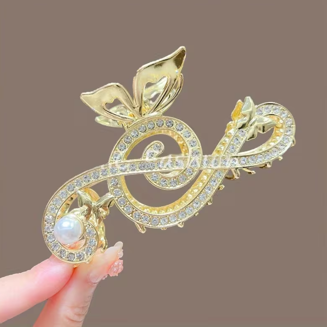 Pinza para Cabello Clave de Sol Con Diamantes