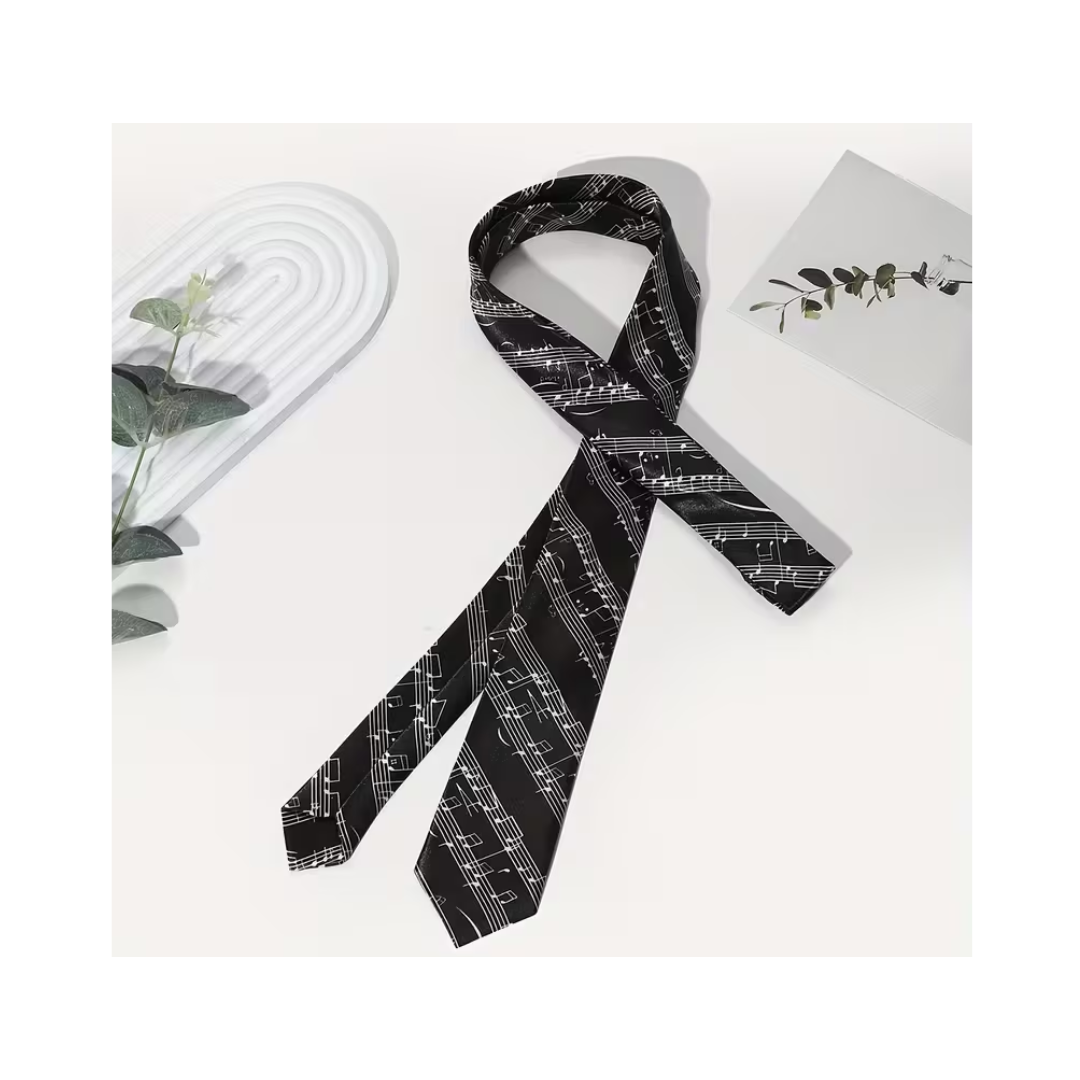 Corbata Con Pentagrama Musical Negra