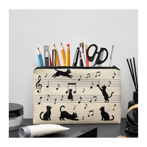 Lapicera Diseño Gatos Negros en Partitura