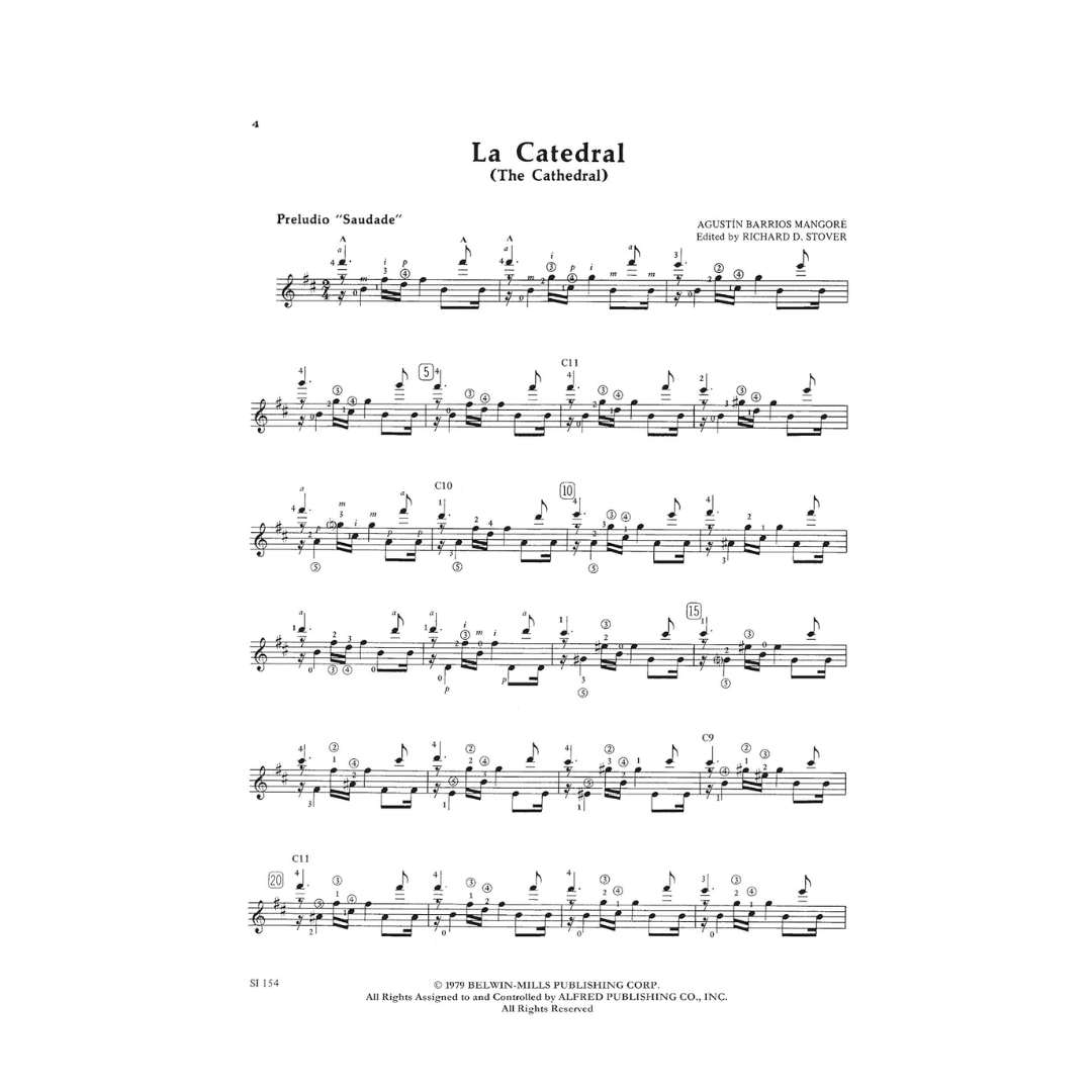 Partitura "La Catedral" de Agustín Barrios Mangoré Para Guitarra Sola Editado por Richard D. Stover