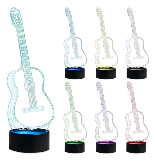 Lámpara de Noche LED 3D Forma Guitarra clásica