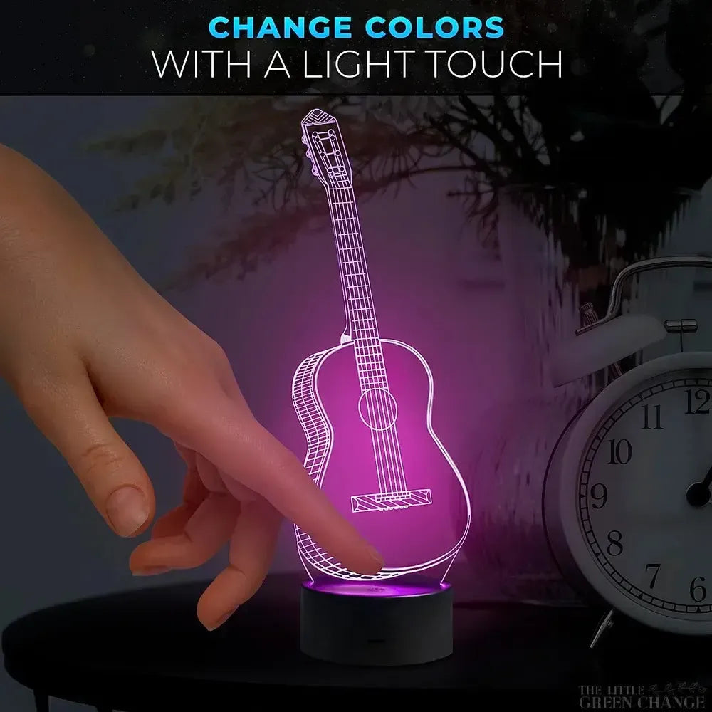 Lámpara de Noche LED 3D Forma Guitarra clásica