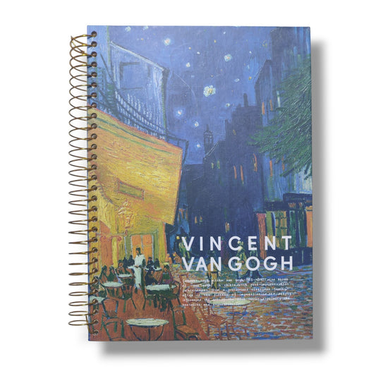 Libreta Terraza de Café por la Noche Vincent Van Gogh Espiral Rayas 150 Hojas Altos