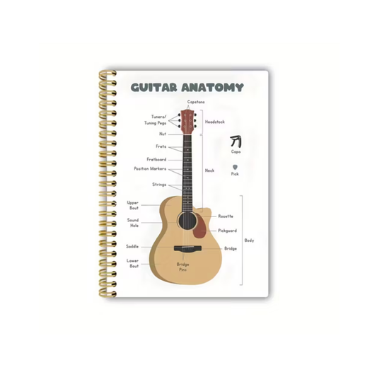 Libreta con Estampado de Anatomía de la Guitarra