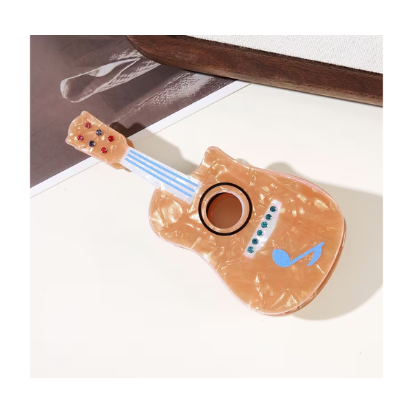 Pinza para Cabello con Forma de Guitarra con Corchea Azul