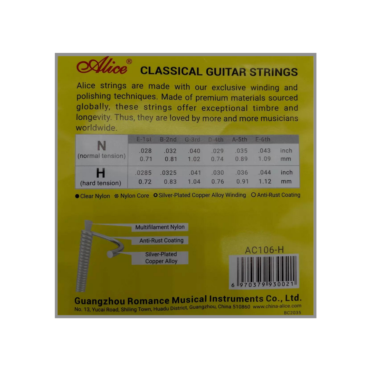 Alice Classical Guitar Strings AC106 Tensión Normal