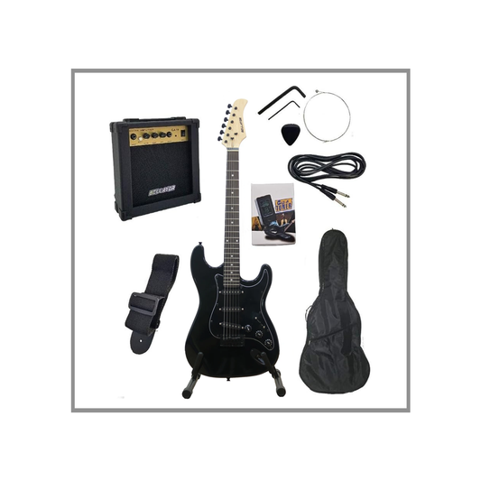 Paquete Guitarra Eléctrica Negra Bellator NEG10WSTBKB