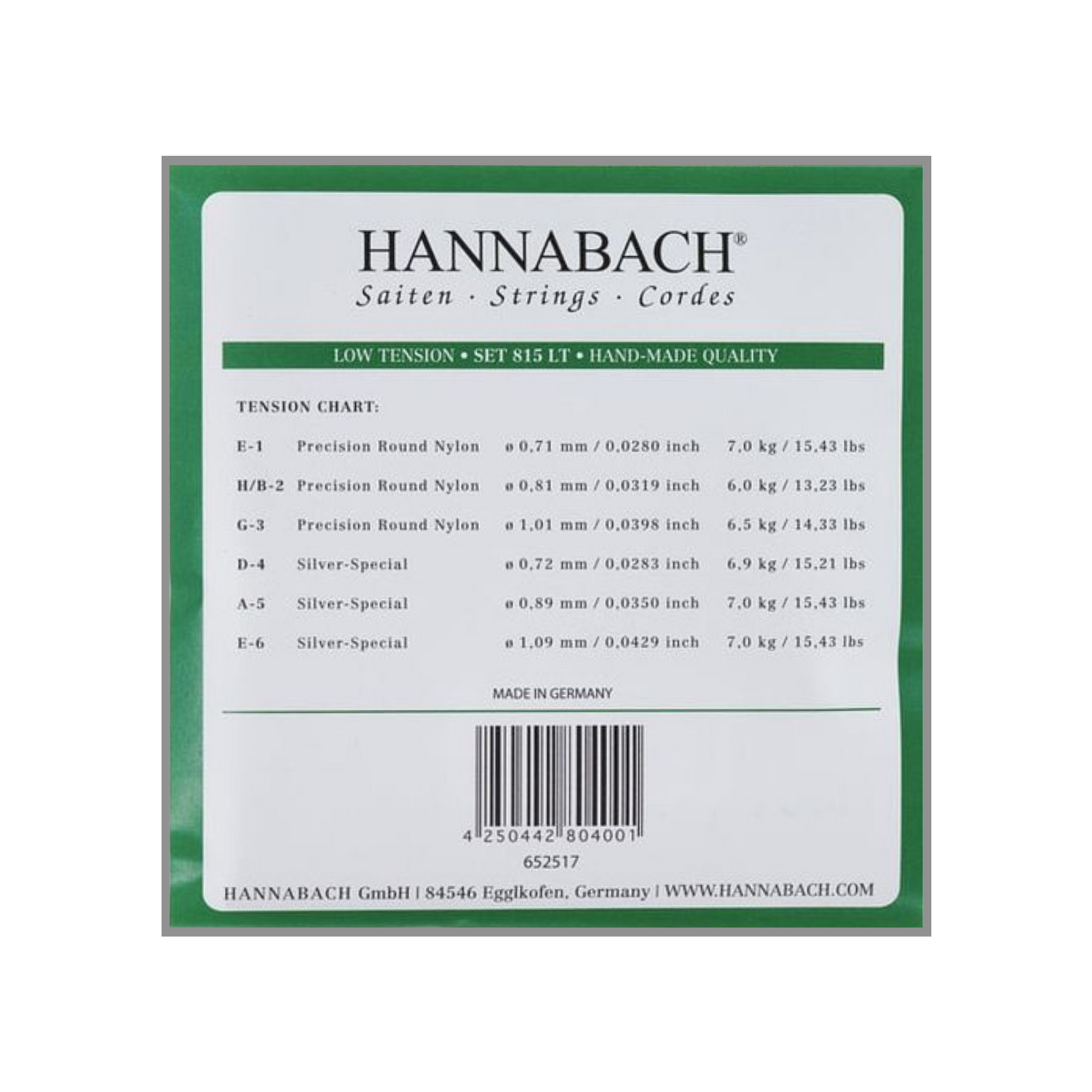 Hannabach Serie 815 Silver Special Tensión Baja