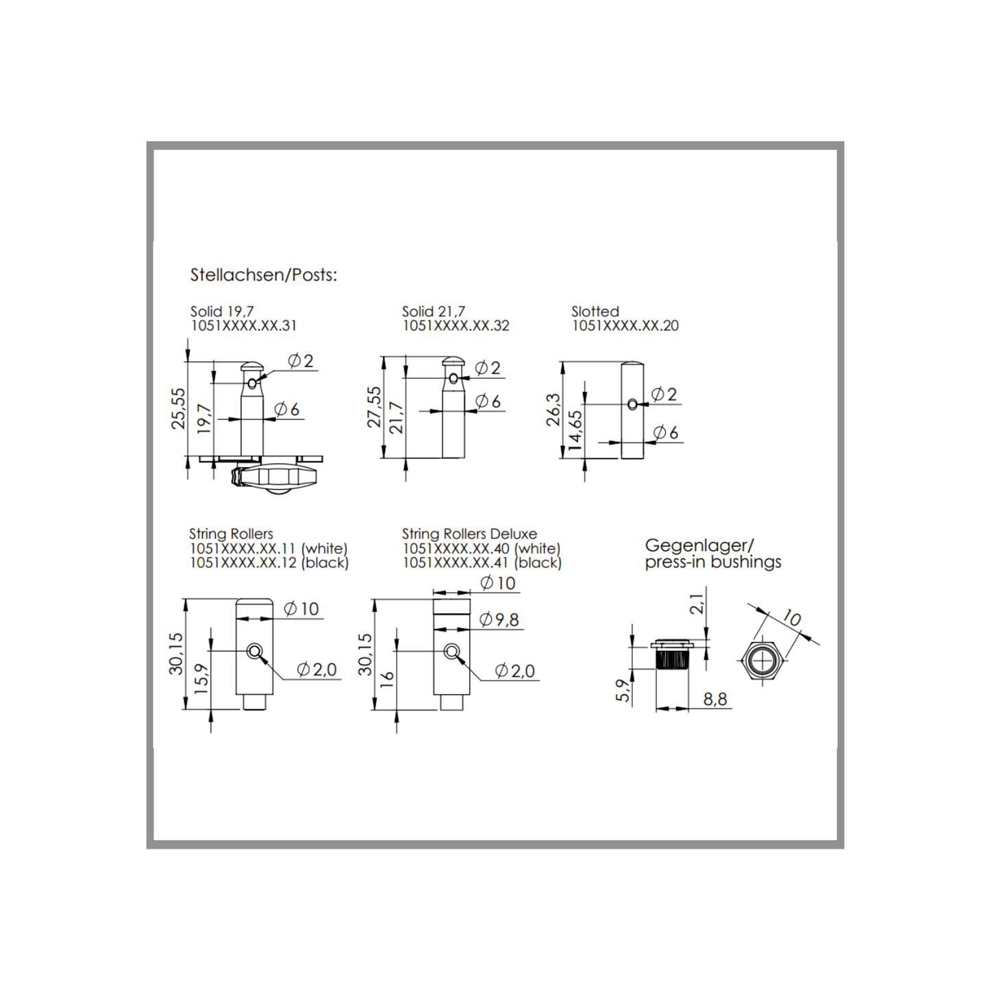 Maquinaria para Guitarra y Ukelele Schaller GrandTune Single Dorada, Butterbean