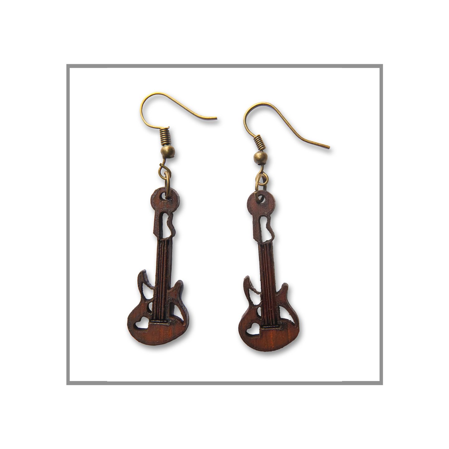 Aretes Guitarra Eléctrica Madera de Granadillo