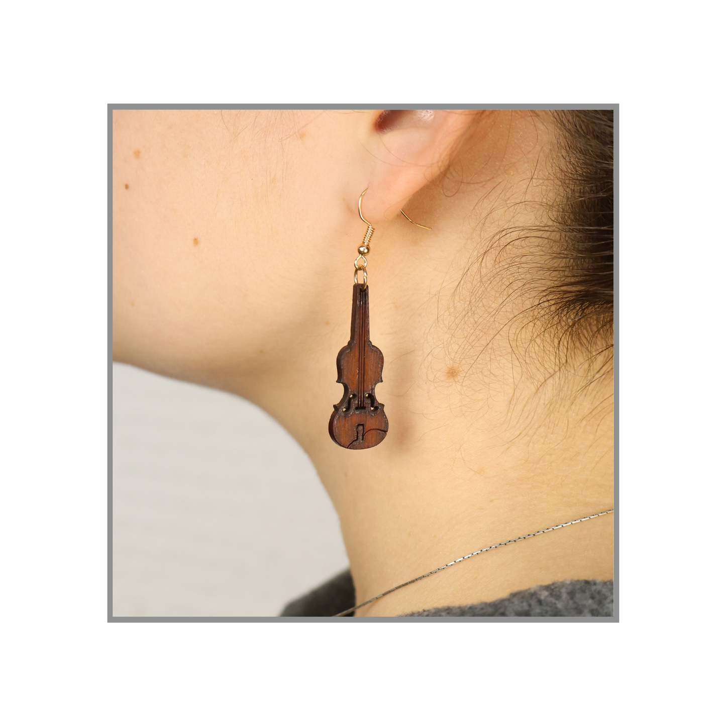 Aretes Violin Madera de Granadillo