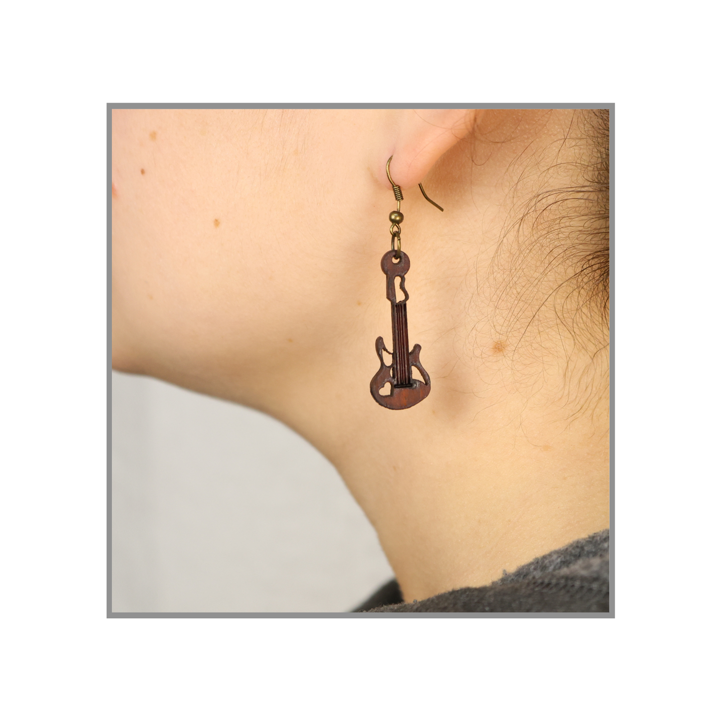 Aretes Guitarra Eléctrica Madera de Granadillo