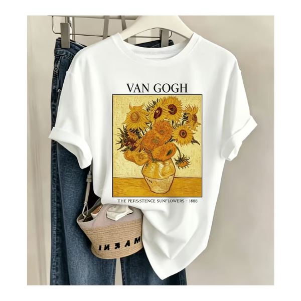 Playera Diseño "Van Gogh Jarrón Girasoles"