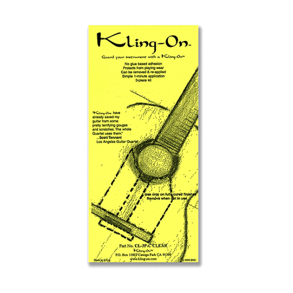 Kling-On Mica Protector superior transparente para guitarra clásica, juego de 3 piezas CL-3P-C