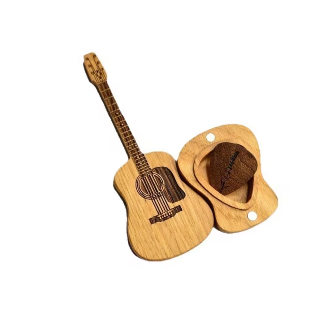 Porta Plumillas De Madera Con Forma De Guitarra Acústica