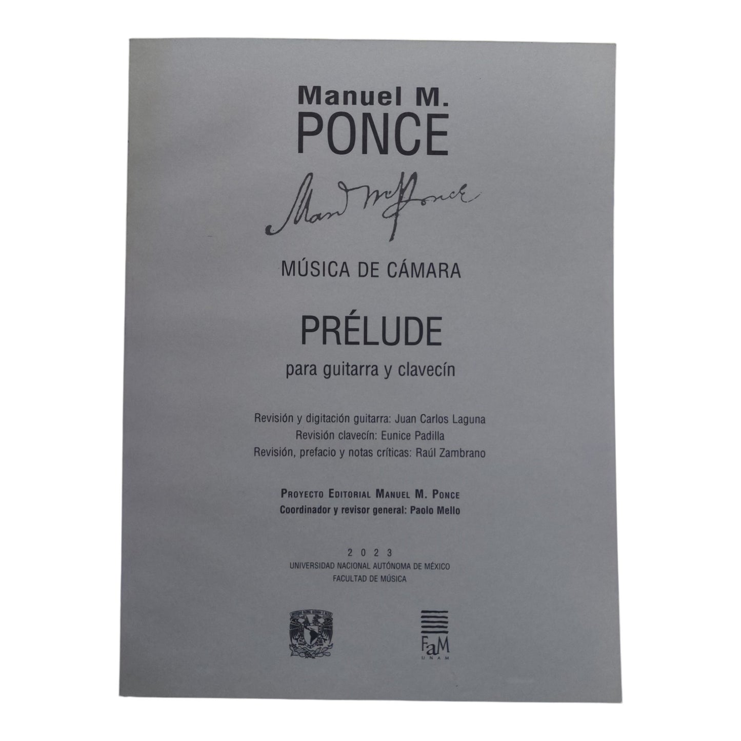 Partitura "Prélude" Manuel M. Ponce