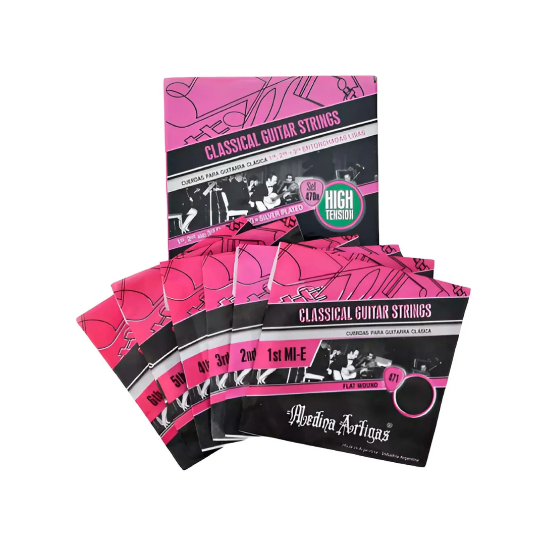 Cuerdas Para Guitarra Clásica Medina Artigas Set 470H Tensión Alta Entorchado Liso