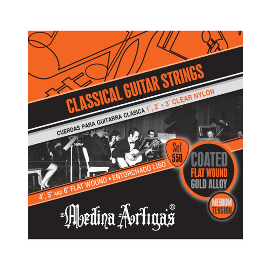 Cuerdas Para Guitarra Clásica Medina Artigas Set 550 Tensión Media Entorchado Liso