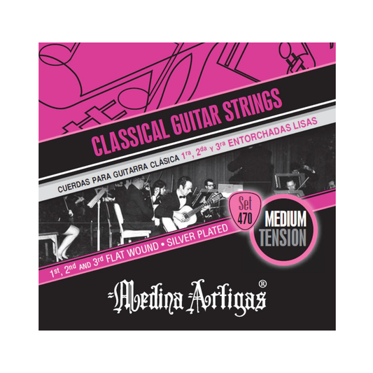 Cuerdas Para Guitarra Clásica Medina Artigas Set 470 Tensión Media Entorchado Liso