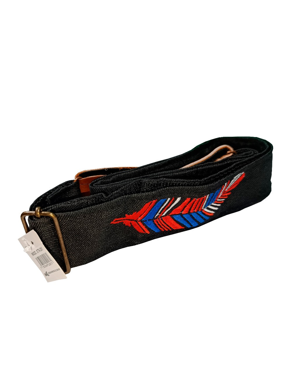 Correa Strap Tempo Mezclilla Negra Bordado Pluma
