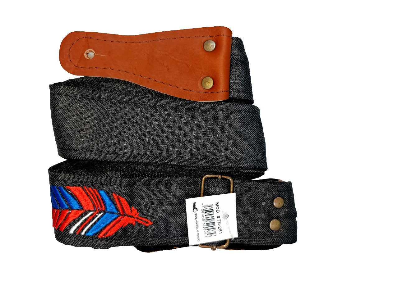 Correa Strap Tempo Mezclilla Negra Bordado Pluma