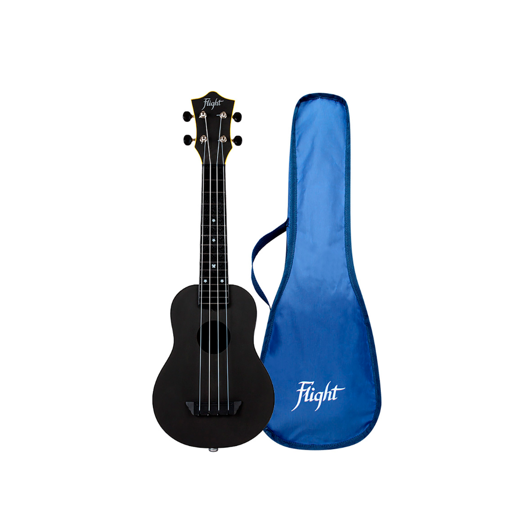 Kit Ukelele Soprano Acústico Flight Negro Modelo TUS35 Pack