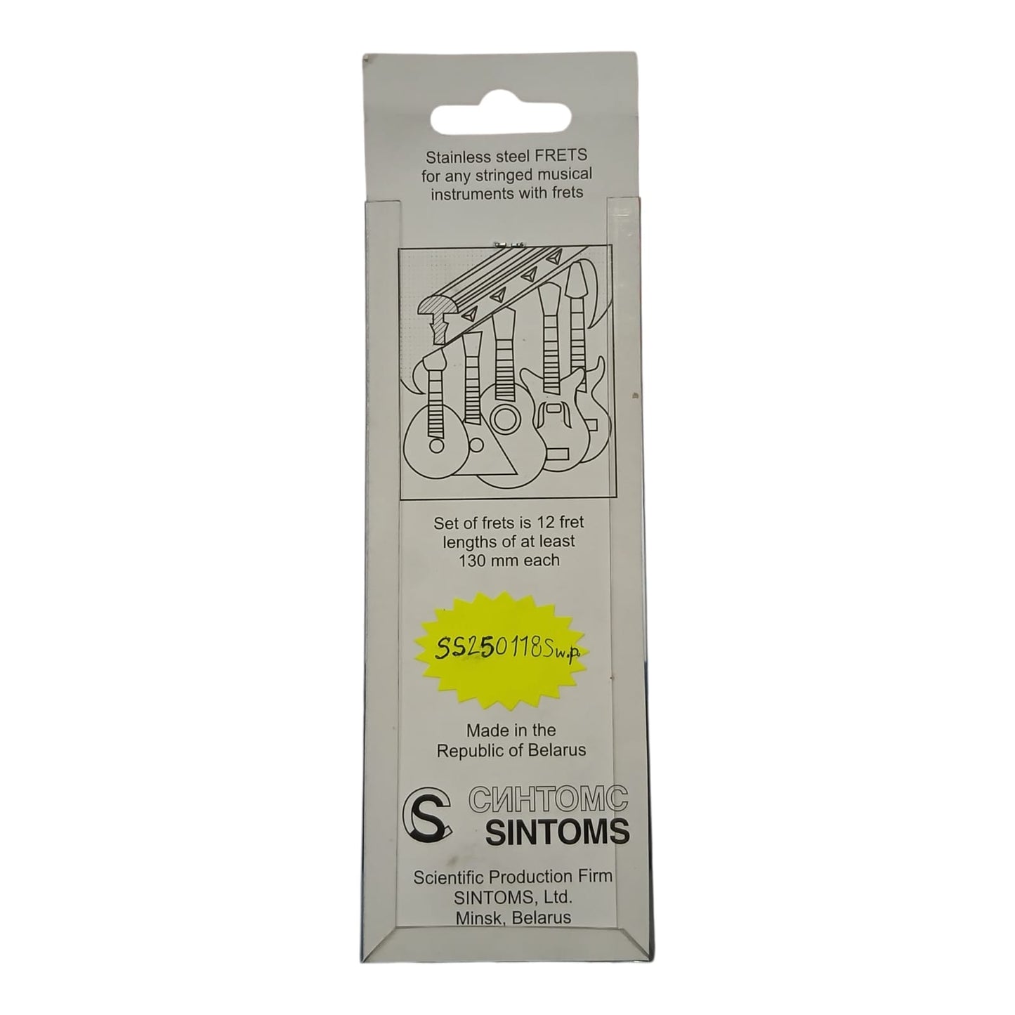 SINTOMS SS250118Sw.p. Blister con 12 Varillas de Trastes Curvados 2.5 mm Acero Inoxidable