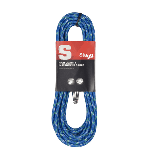 Cable de Instrumento Tela Tweed Reforzado Stagg Color Azul 3 metros