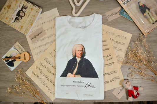 Playera Unisex Bach Blanca by CHOPINGLIZT