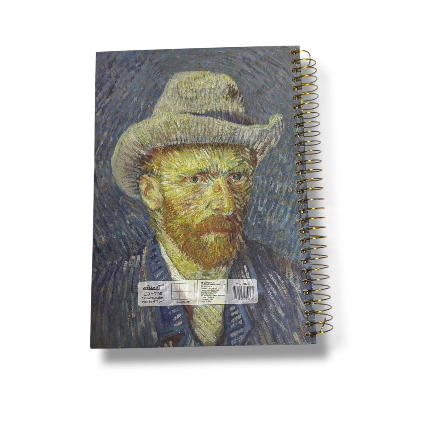 Libreta Cuaderno Diseño Van Gogh Espiral Cuadro Grande 150 Hojas