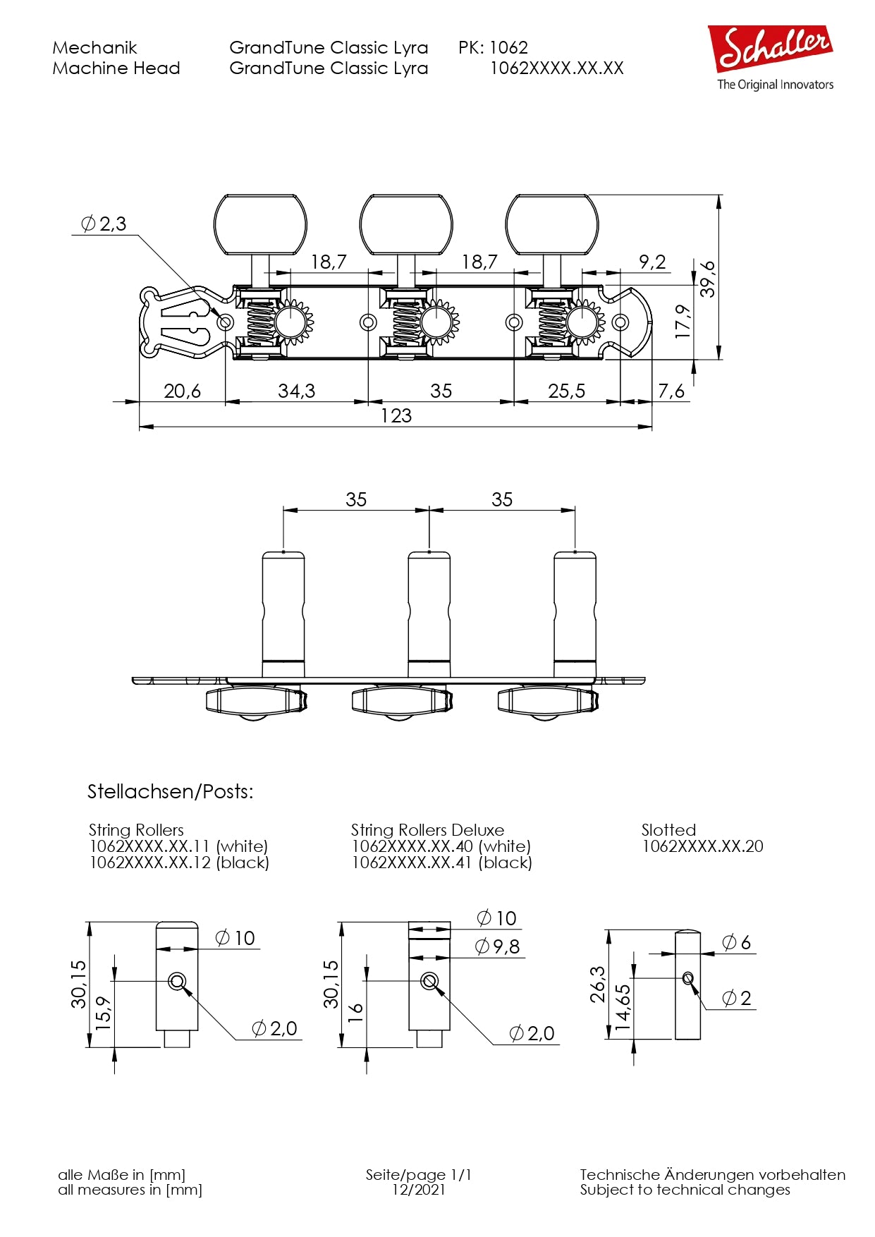Maquinaria Schaller Grandtune Lyra Oro 1062