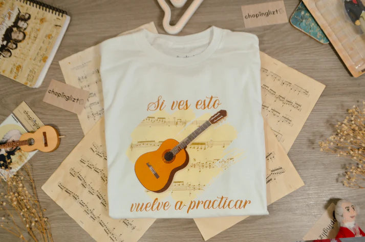 Playera Si Ves Esto Vuelve A Practicar Guitarra Blanca By CHOPINGLIZT